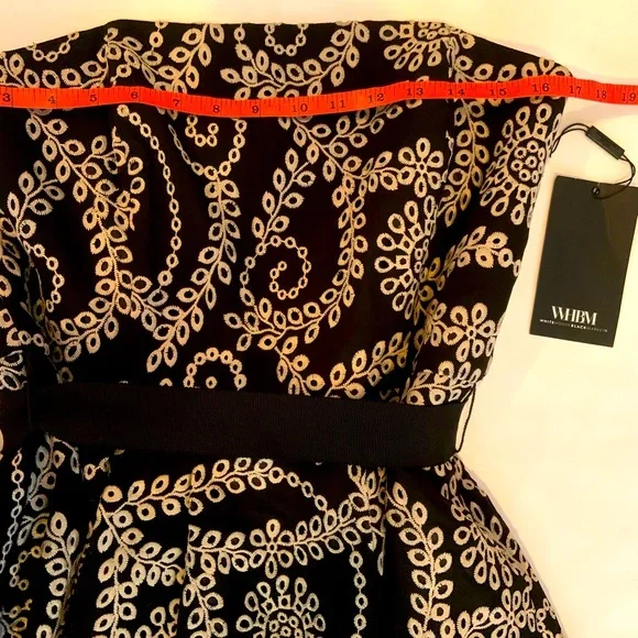 White House Black Market Black & Nude Strapless Embroidered MIDI Dress 10 NWT - Picture 10 of 11